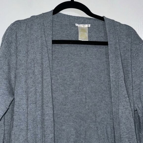 Gray Long Open Front Cardigan With Pockets Womens Size L - Picture 2 of 8